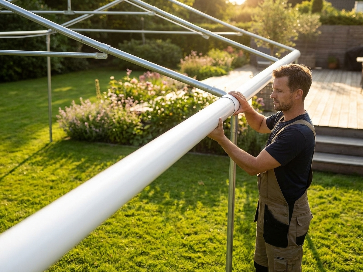 Galvanised steel roof pipe in silver for industrial use