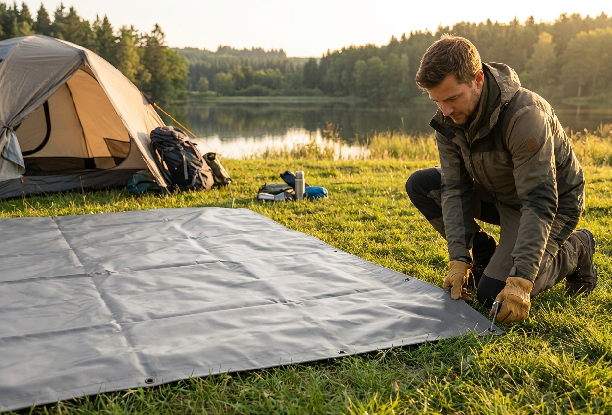 Grey PVC Tarpaulin for ground cover, 1.7x2.7m - view 3