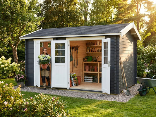Wooden Shed in Dark Grey for Garden Storage