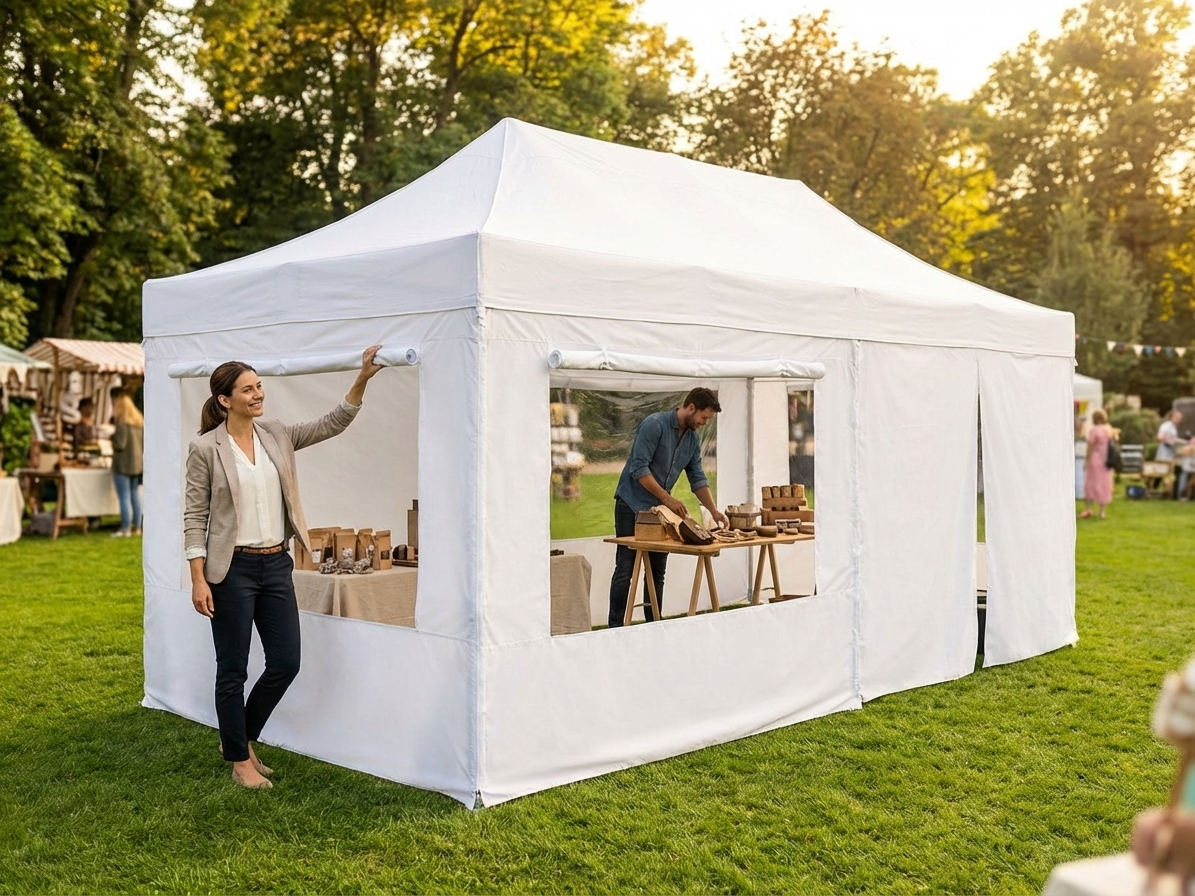 White gazebo sidewall kit for outdoor events - product detail