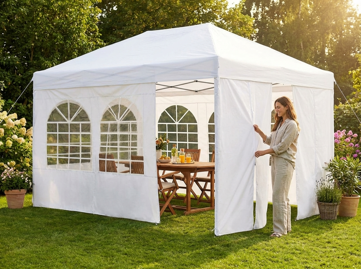 White Gazebo Sidewall Kit 3x4.5m for Outdoor Use - view 3
