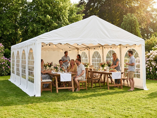White marquee tent 4x10 m for outdoor events - product detail