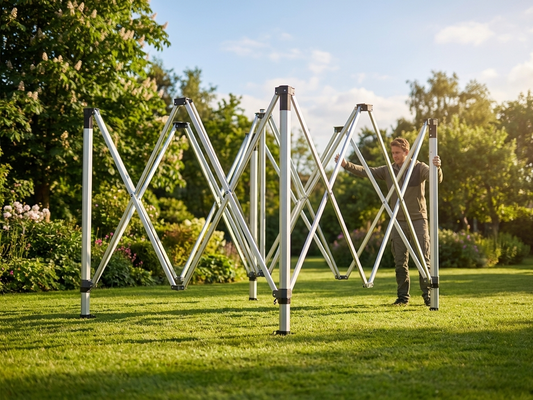 Aluminium gazebo frame 4x4 m in silver, adjustable for outdoor events - product detail