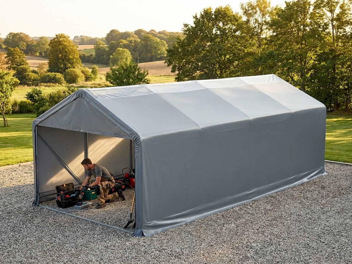 PVC Roof Cover 6x12 m Grey for outdoor storage - view 3