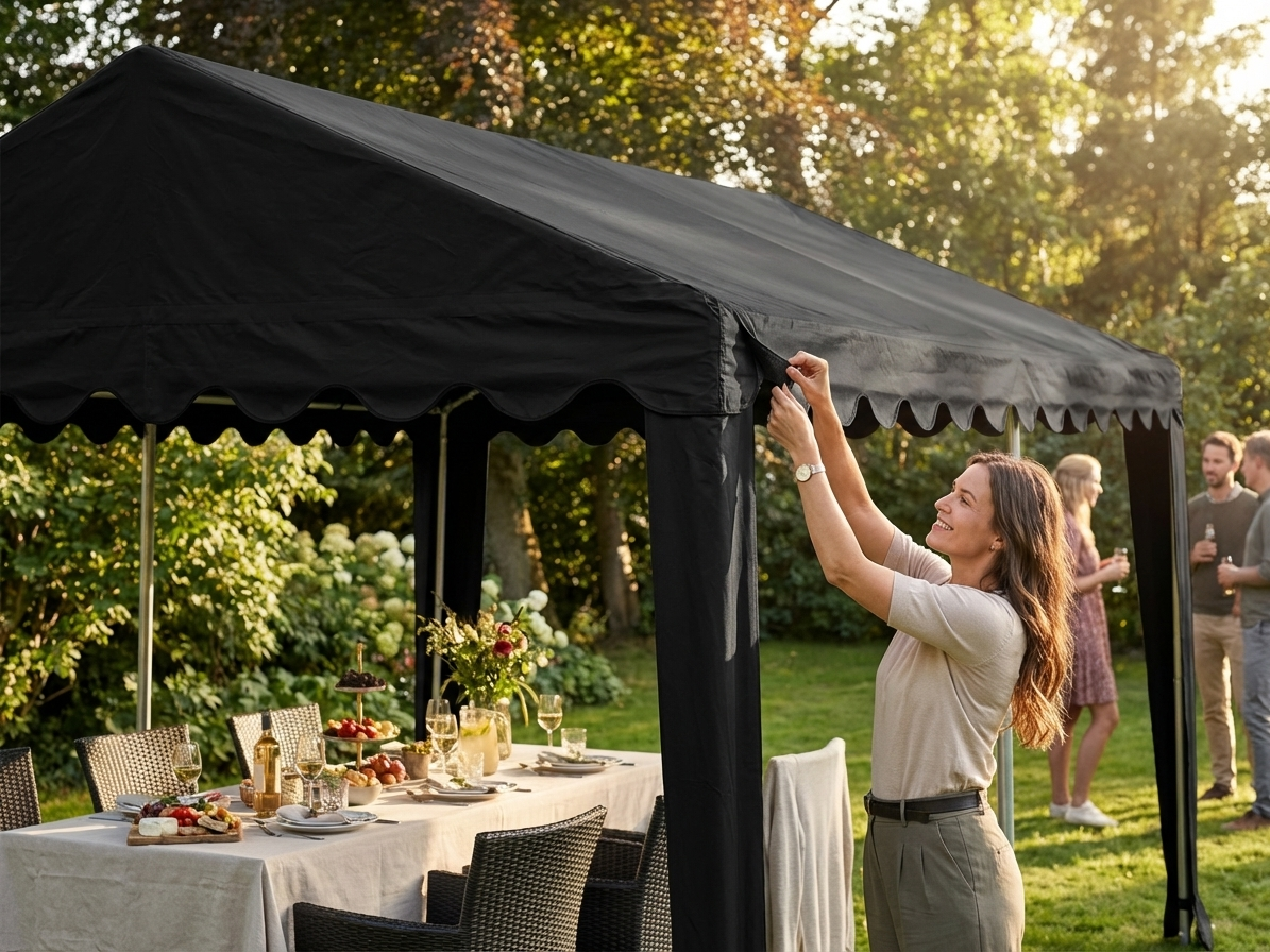 Black marquee roof cover made of PVC/polyester, size 3x6 metres - product detail