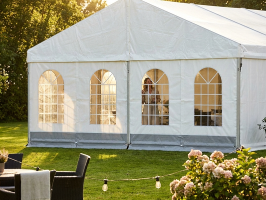 Sidewall with window for marquee, 8m White/Grey