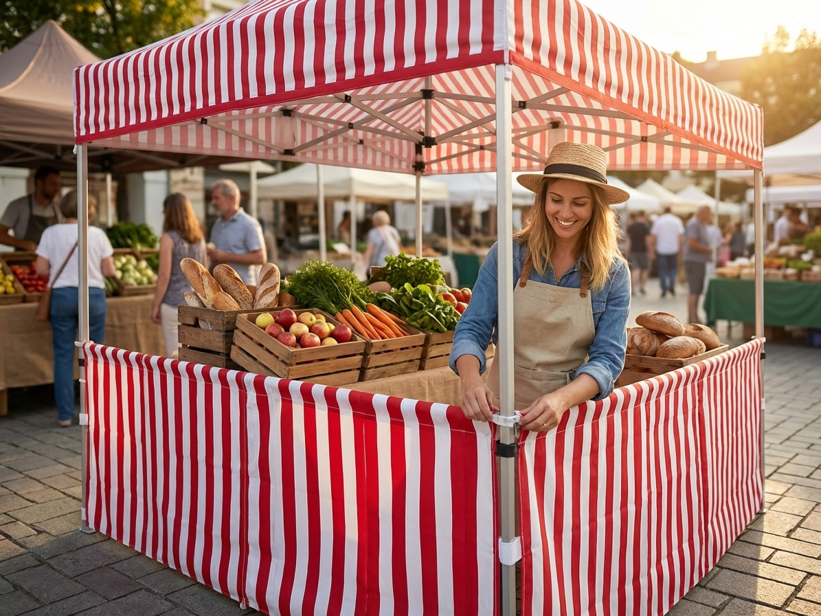 Striped polyester sidewall for outdoor events, 3m white/red - product detail
