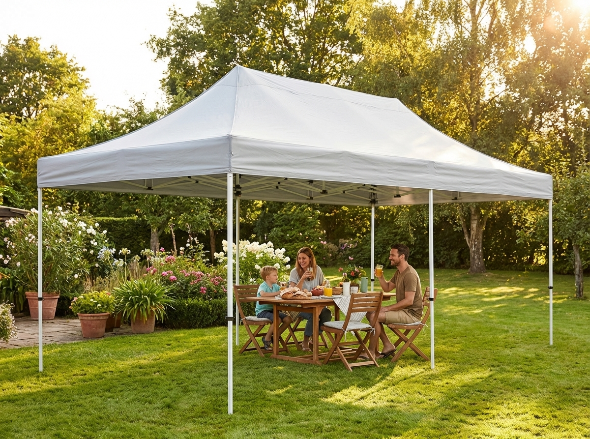 Silver pop-up gazebo with steel frame for outdoor use - view 3