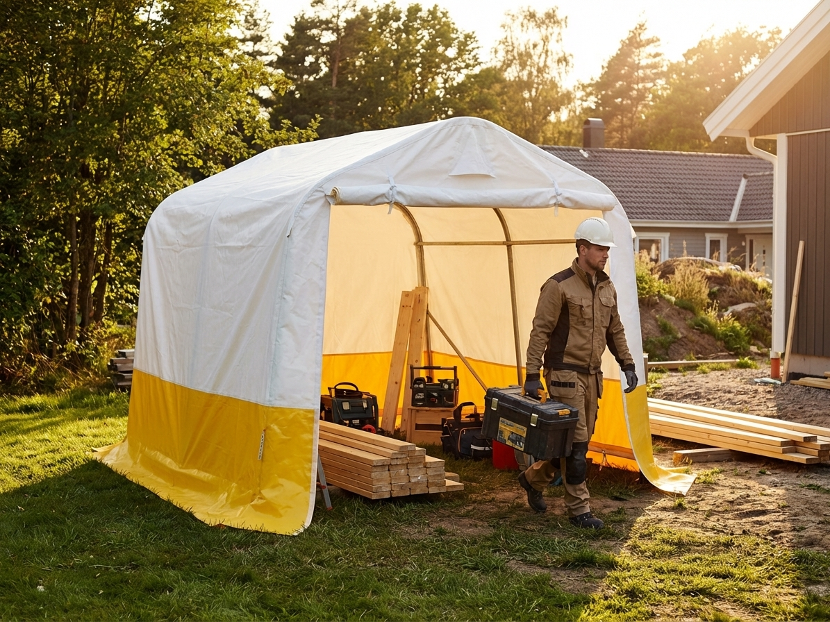 PVC Storage Work Tent 2.4x2.4x2m White/Yellow for Industrial Use - view 3
