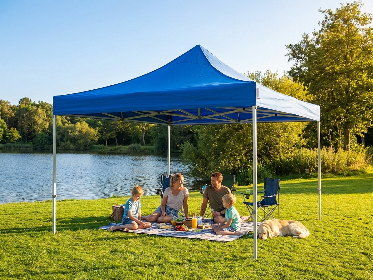 Blue pop up gazebo with aluminium frame, 4x4 m size for outdoor use