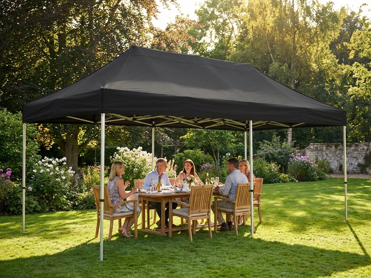 Black pop-up gazebo 3x6m with aluminium frame - view 3