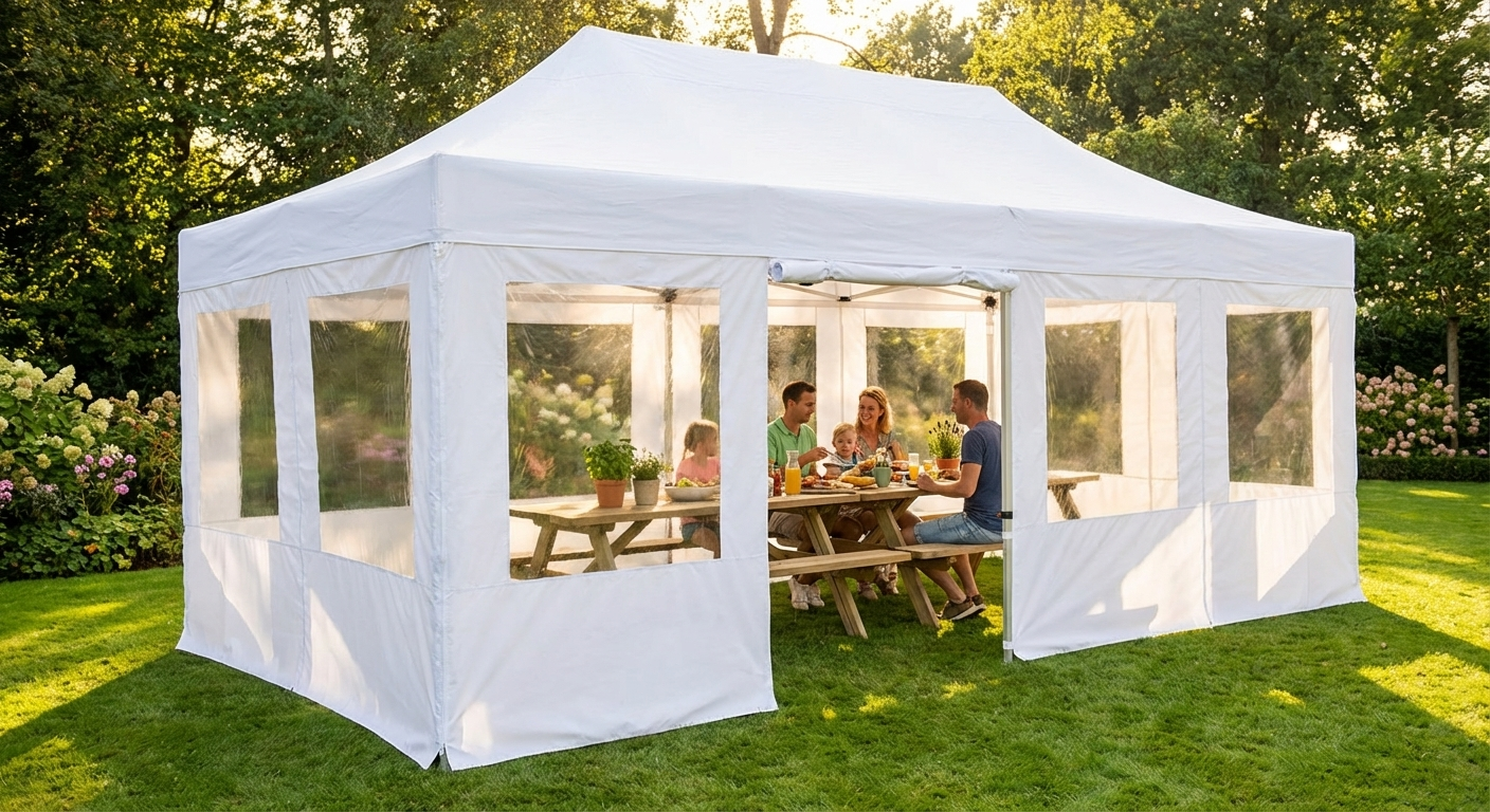 White heavy-duty pop up gazebo for outdoor events - product detail