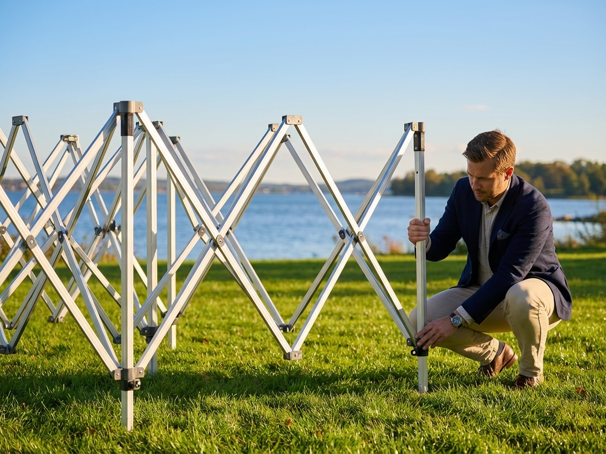 Aluminium gazebo frame 2.5x5m in silver, adjustable for outdoor use