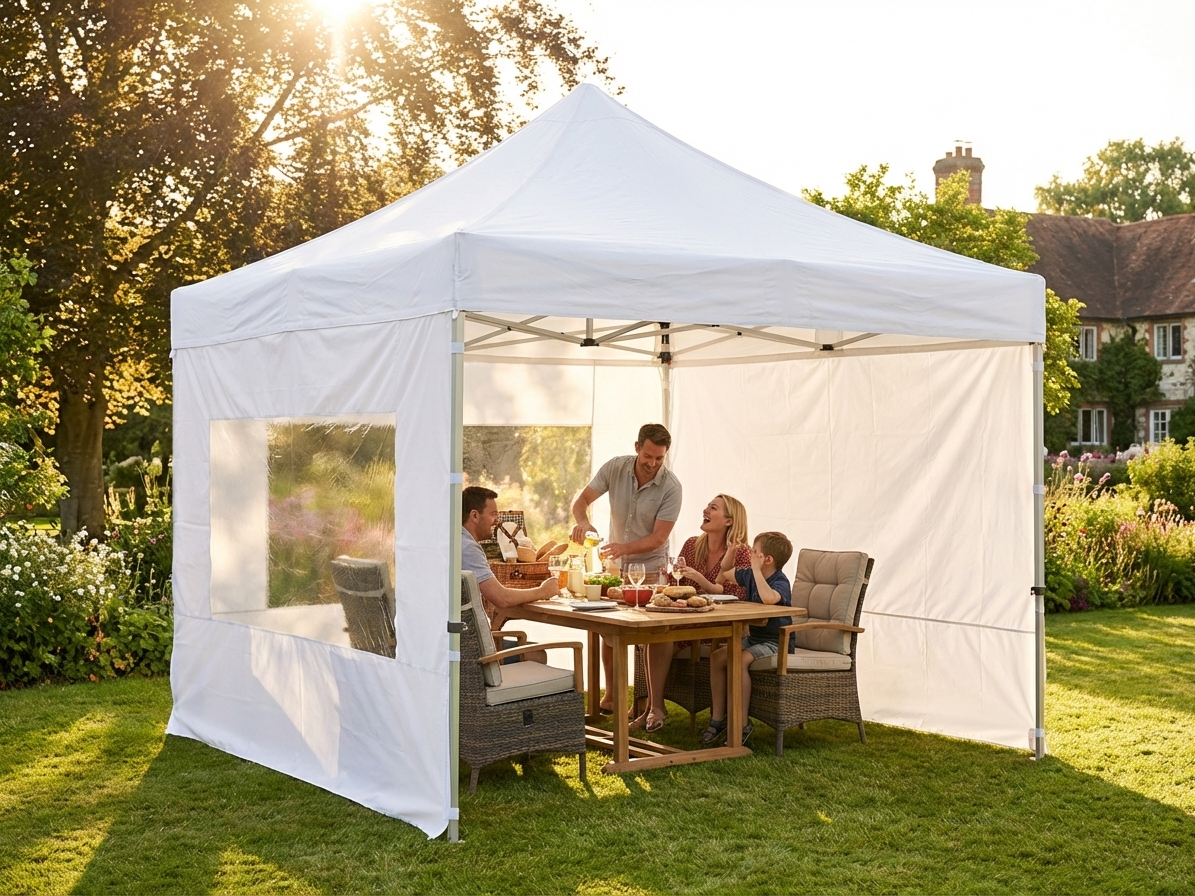 White pop-up gazebo with steel frame for outdoor events - view 3