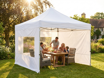 White pop-up gazebo with steel frame for outdoor events - view 3