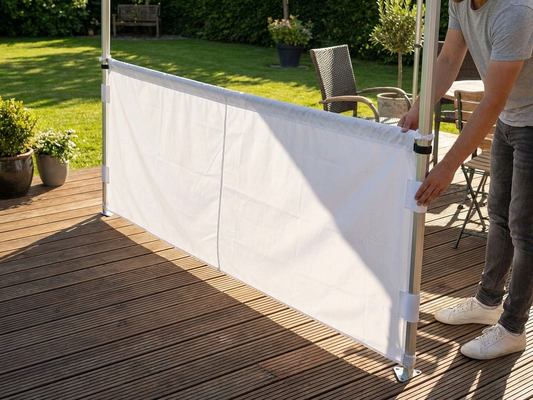 White half sidewall for 4m tent, made of polyester with PVC backing