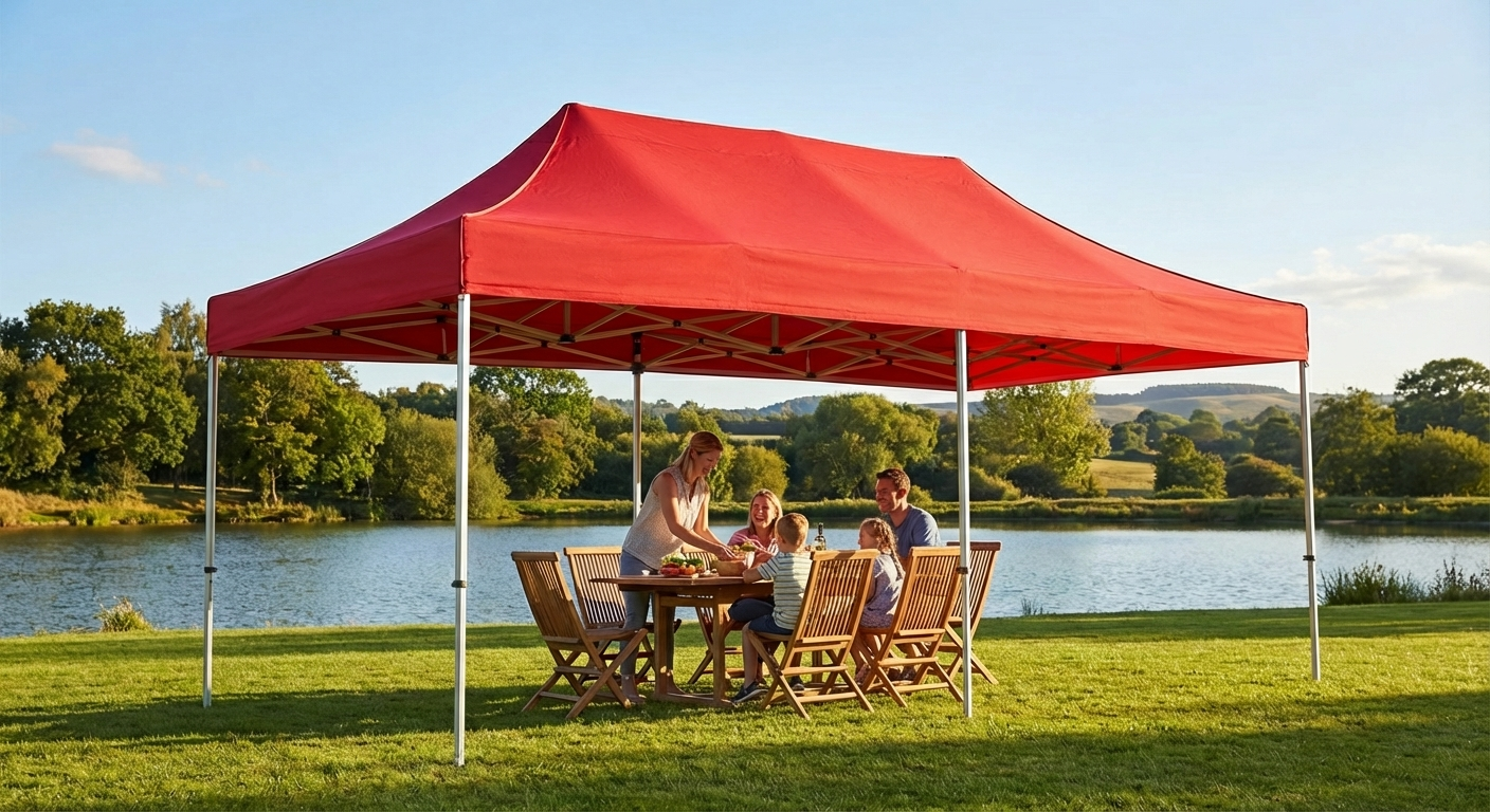 Red pop up gazebo 4x6 m with aluminium frame