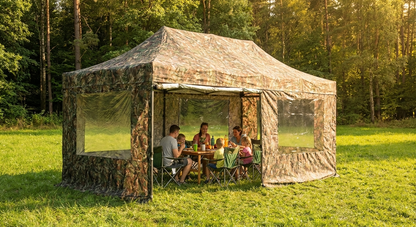 Camouflage pop up gazebo with aluminium frame for outdoor use