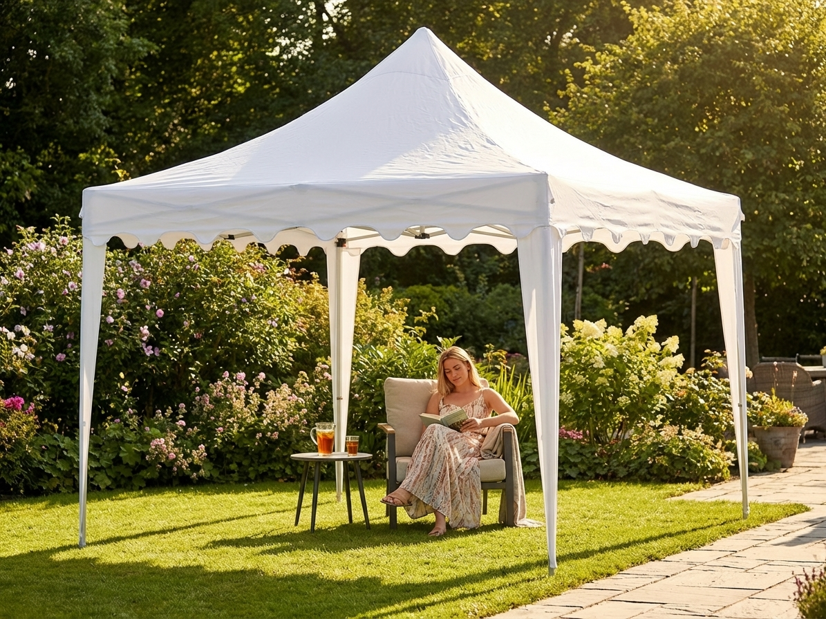 White gazebo roof cover 3x3m made of polyester with PVC backing
