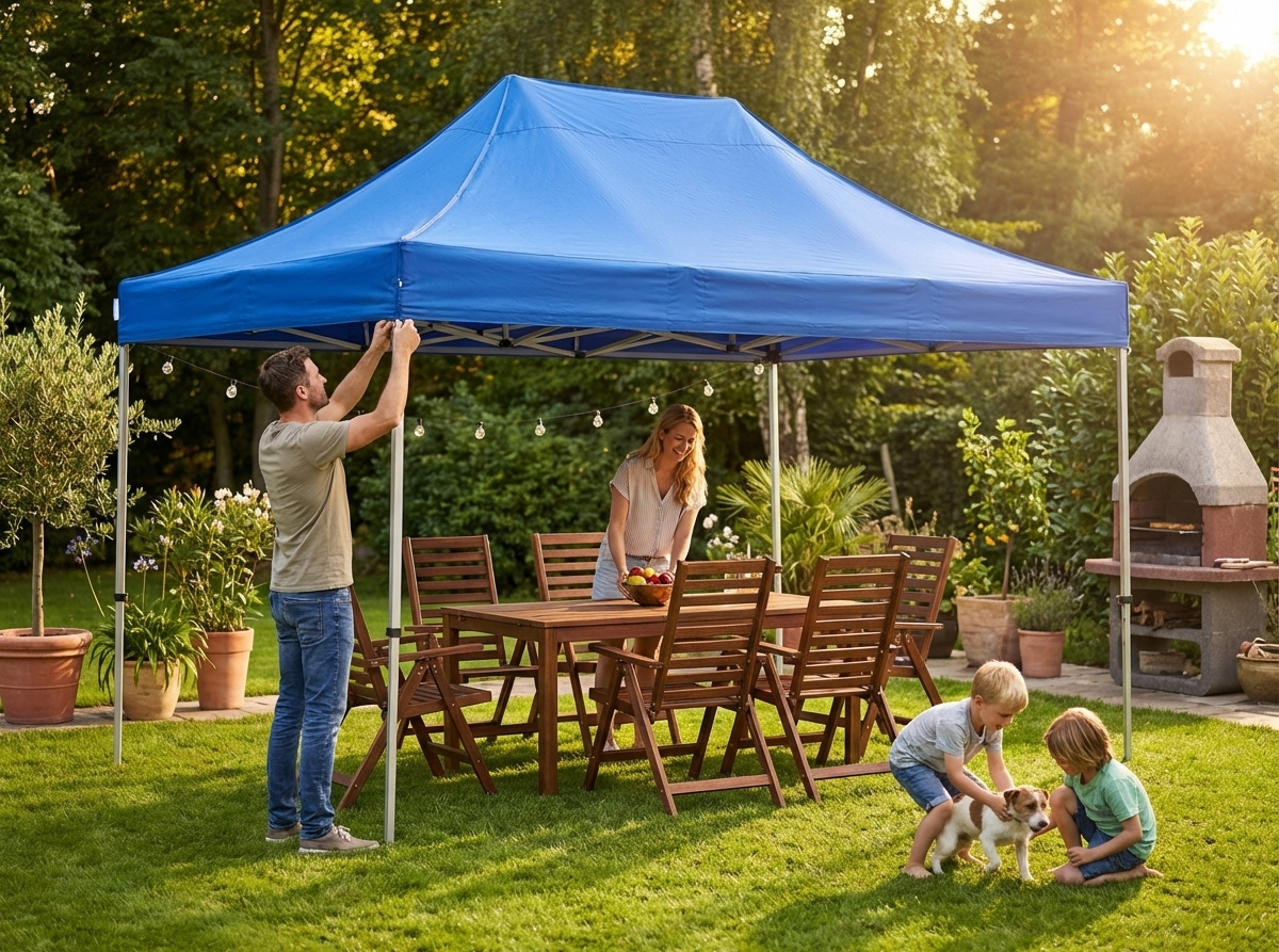 Blue pop up gazebo with aluminium frame for outdoor events - view 3