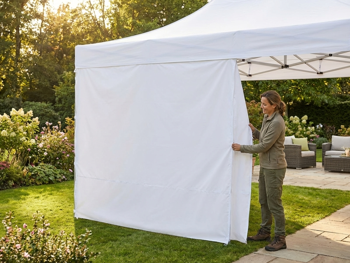 Pop up gazebo sidewall kit in white for outdoor use - view 3