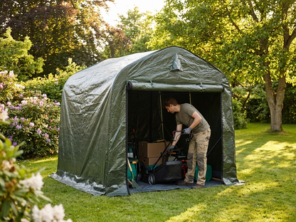 Storage tent in green and grey for outdoor use - view 3