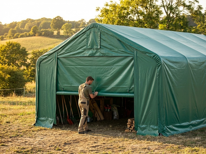 Green PVC end wall for storage shelter, fire and UV resistant - view 3