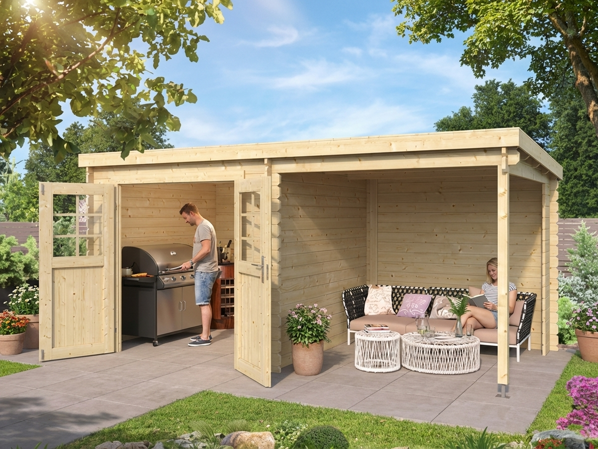 Wooden garden shed made of Nordic Spruce for outdoor storage