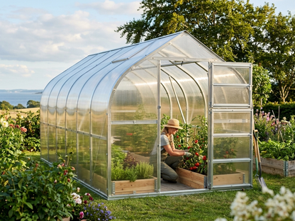 Polycarbonate Greenhouse Silver with Galvanised Steel Frame - view 3