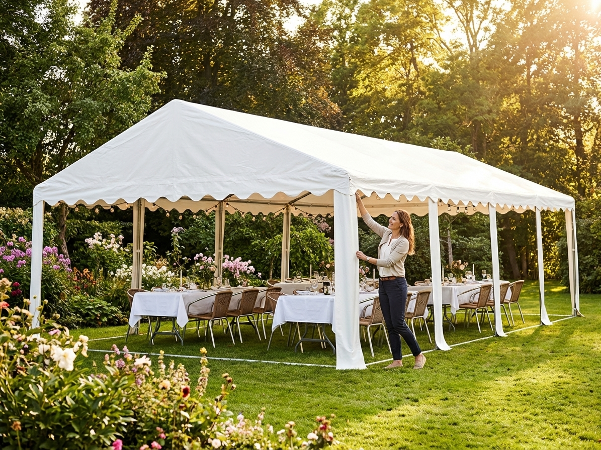 White PVC Marquee Roof Cover 6x12m for events