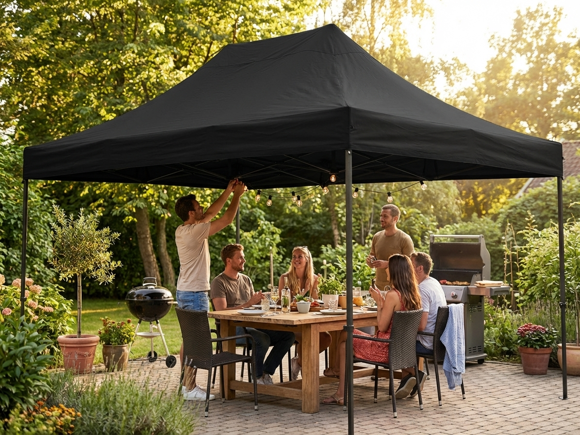 Black gazebo roof cover 4x6m for outdoor use - view 3