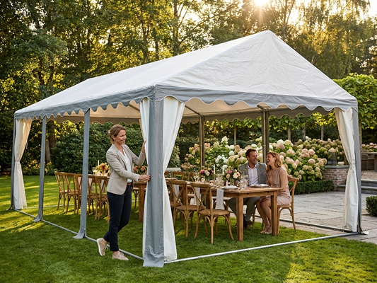 White and grey marquee roof cover in polyethylene, 3x6 meters