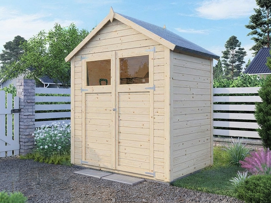 Wooden garden shed made from Nordic Spruce in natural finish
