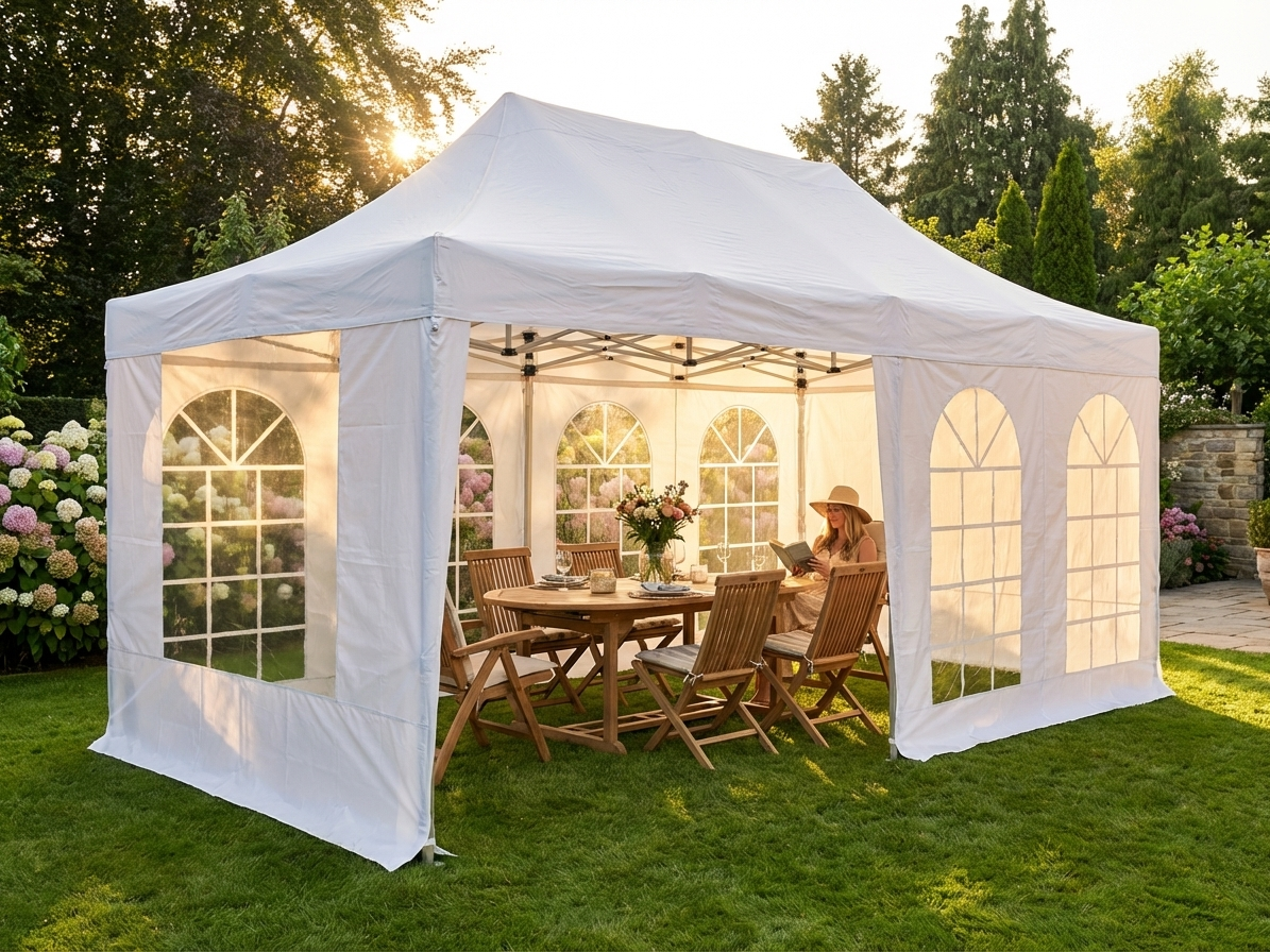 White pop up gazebo 3x6m with aluminium frame - product detail