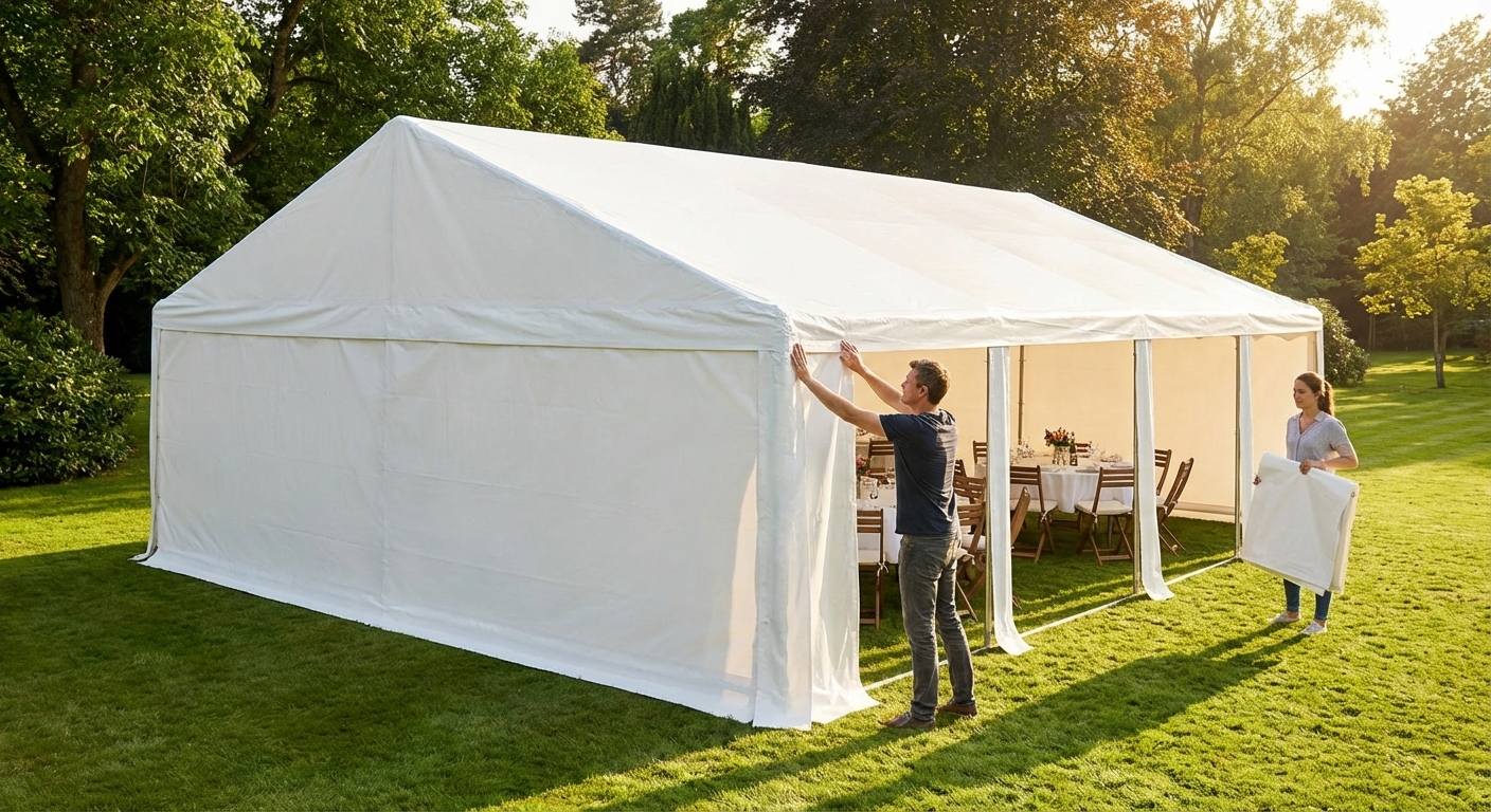 White PVC roof cover for 6x12m marquee - product detail
