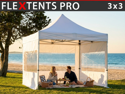 White pop-up gazebo with aluminium frame and sidewalls - view 3
