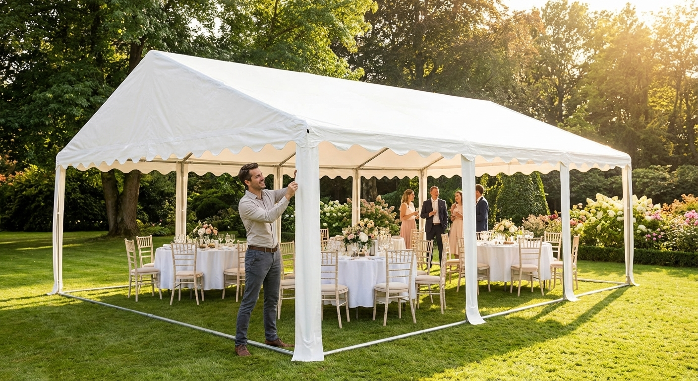 White polyethylene marquee roof cover 5x8m for outdoor events - view 3