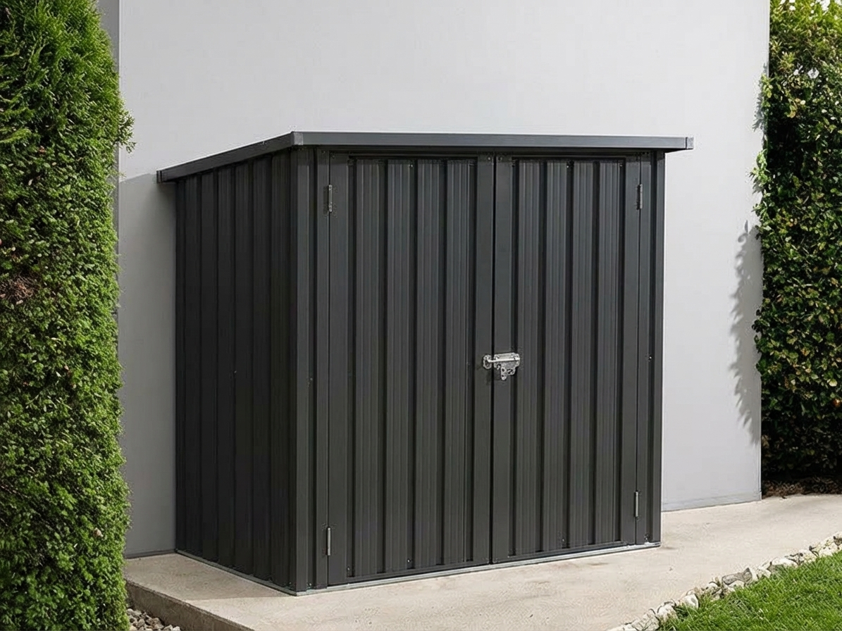 Anthracite metal garden shed for outdoor storage - product detail