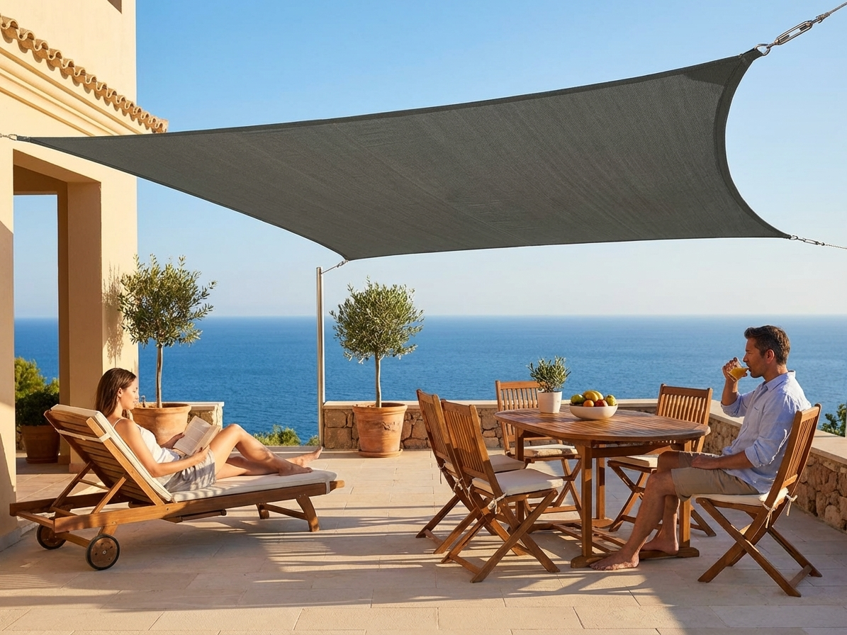 Anthracite sun shade sail 3.6x3.6m for outdoor use