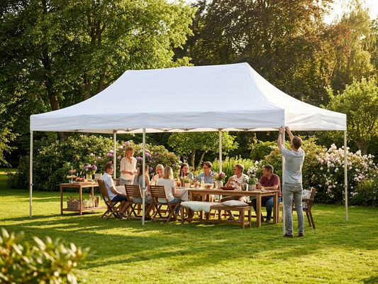 White gazebo roof cover 4x8m made from heavy-duty PVC