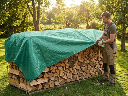 Green 16x16 m tarpaulin for outdoor use - view 3