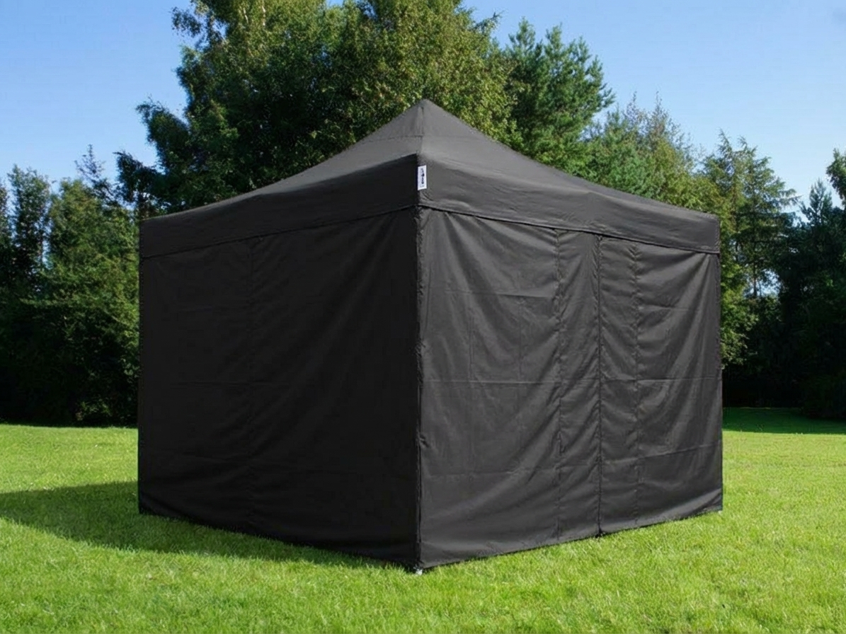 Black pop-up gazebo with aluminium frame for outdoor events