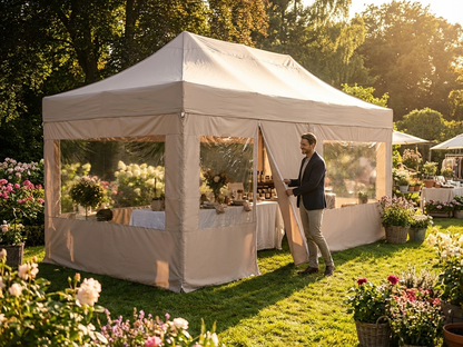 Gazebo sidewall kit in latte colour, 4x8m size for outdoor use - view 3