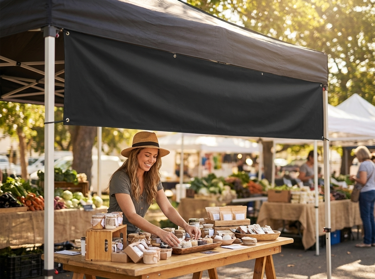 White gazebo banner 4x0.5m made from Decotex polyester for outdoor use - view 3