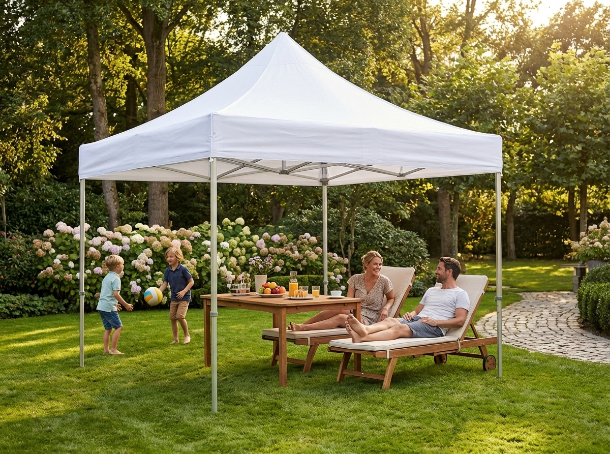 White pop up gazebo with steel frame, perfect for outdoor events - view 3