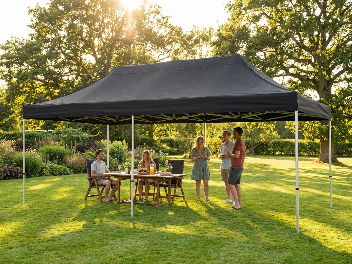 Black pop-up gazebo with steel frame for outdoor events - view 3