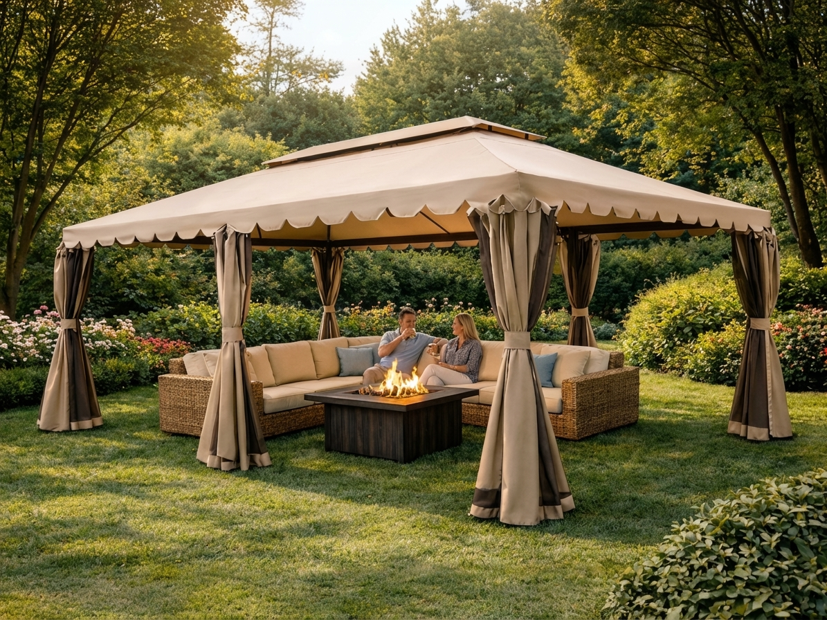 Dark beige gazebo 4x6 m for outdoor events - view 3