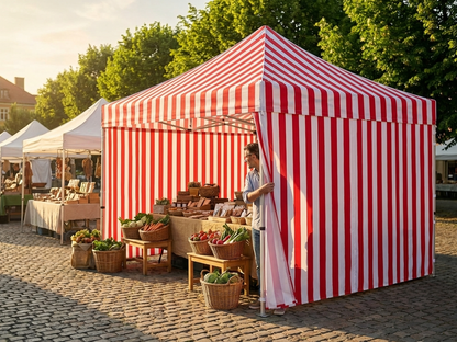 Sidewall for tents in white and red, 4 meters - view 3
