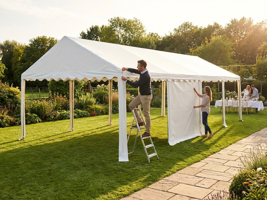 White 4x10m polyethylene roof cover for marquee - product detail