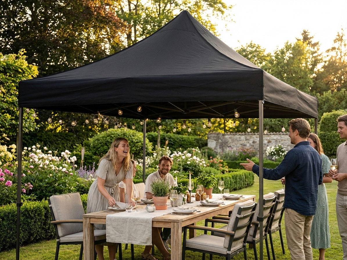 Black gazebo roof cover 4x6m for outdoor use
